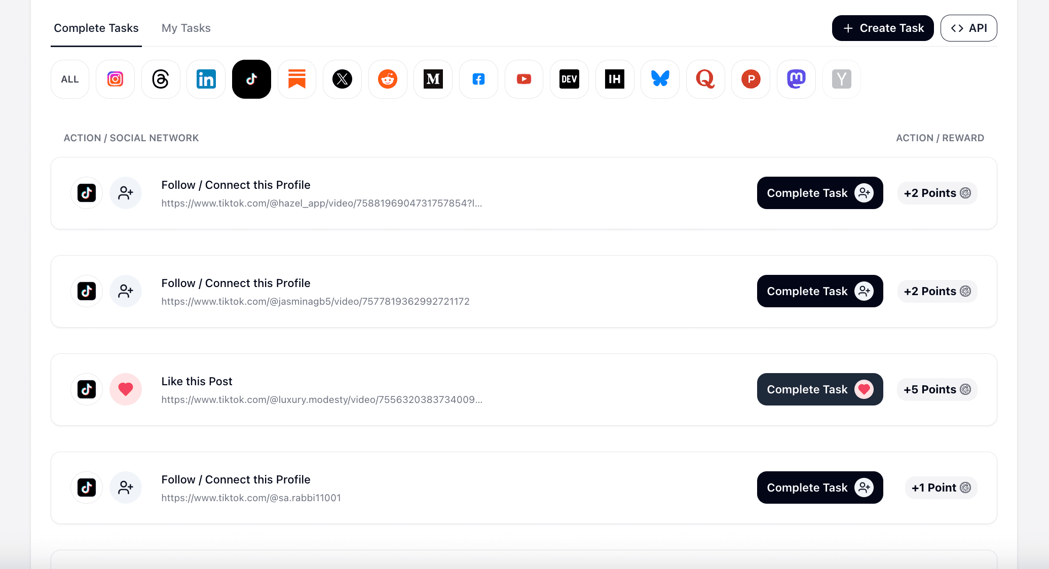 Complete Tasks, Earn Points, and Get Free TikTok Followers
