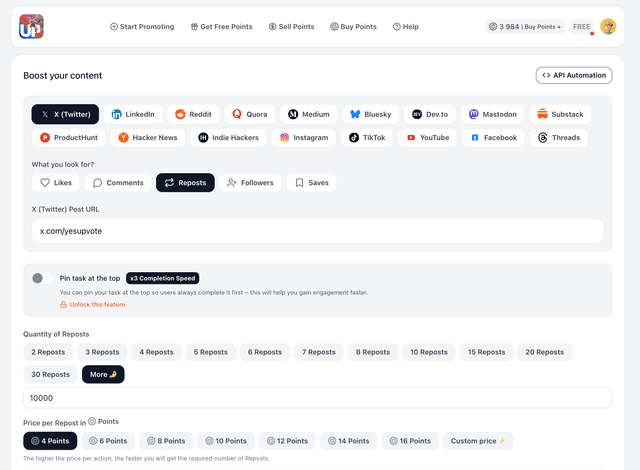 Set Price & Quantity