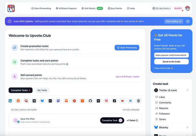 Upvote Club Interface