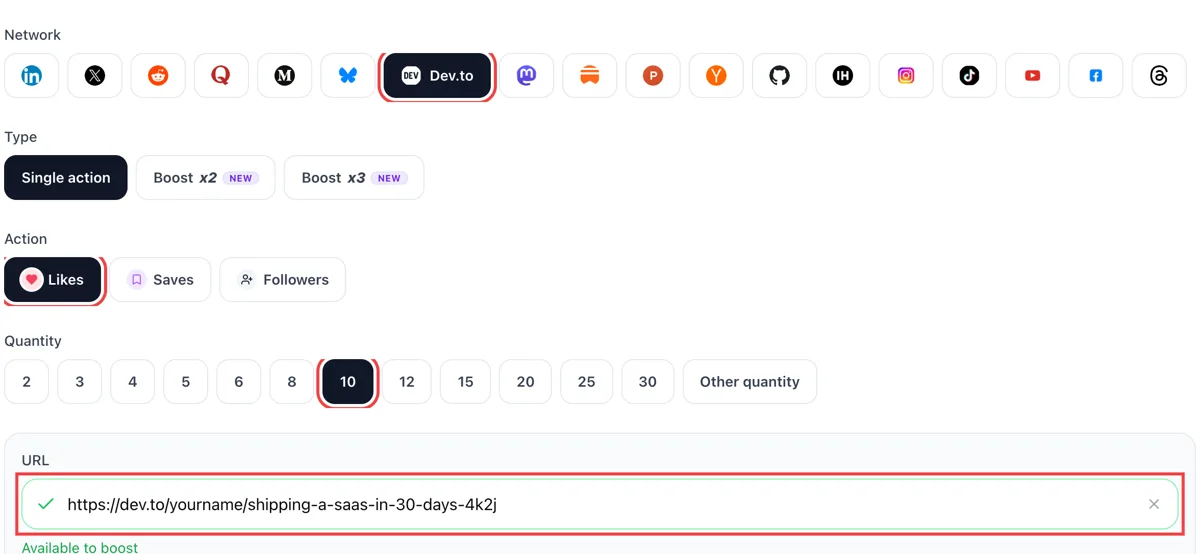 Paste your Dev.to article link
