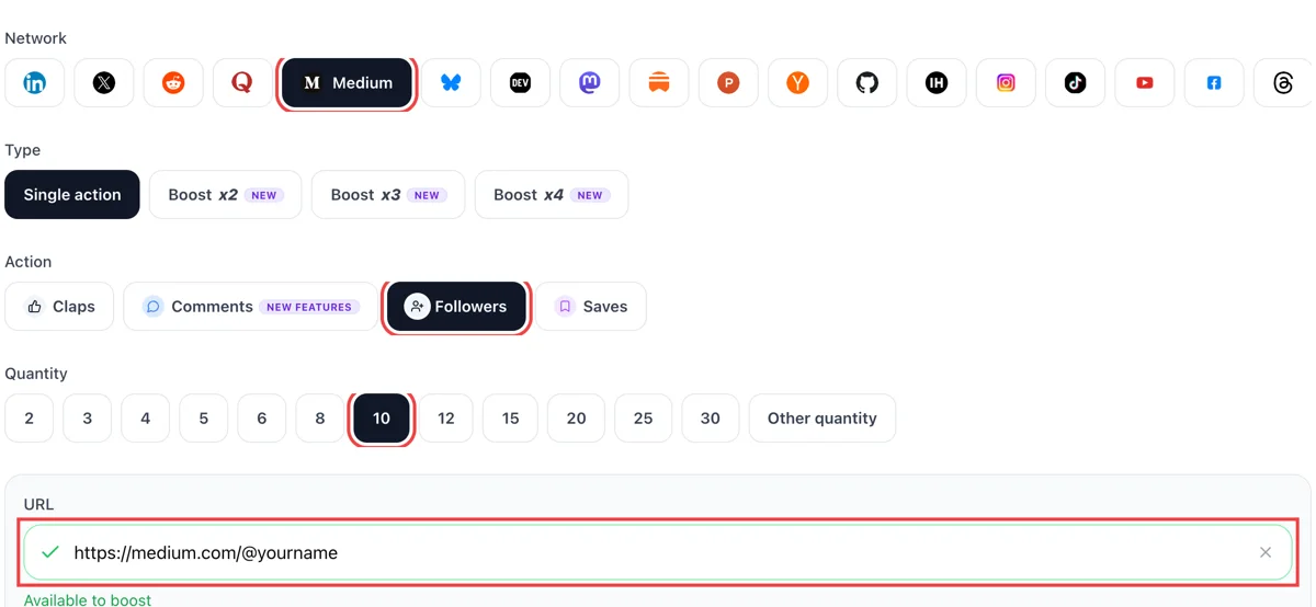 Paste your Medium profile link