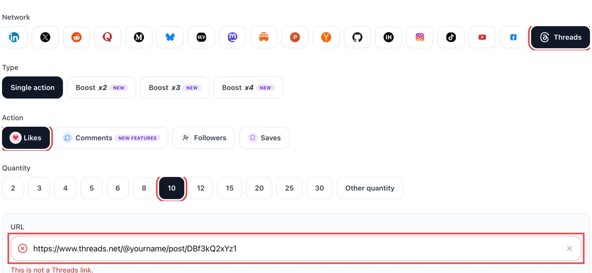 Paste your Threads thread link