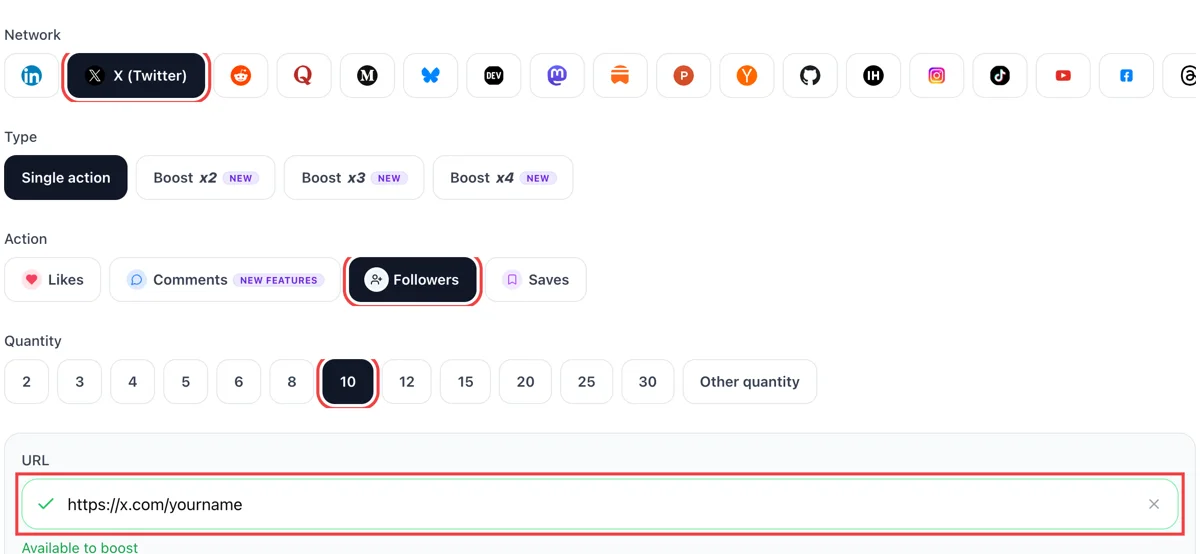 Paste your X profile link
