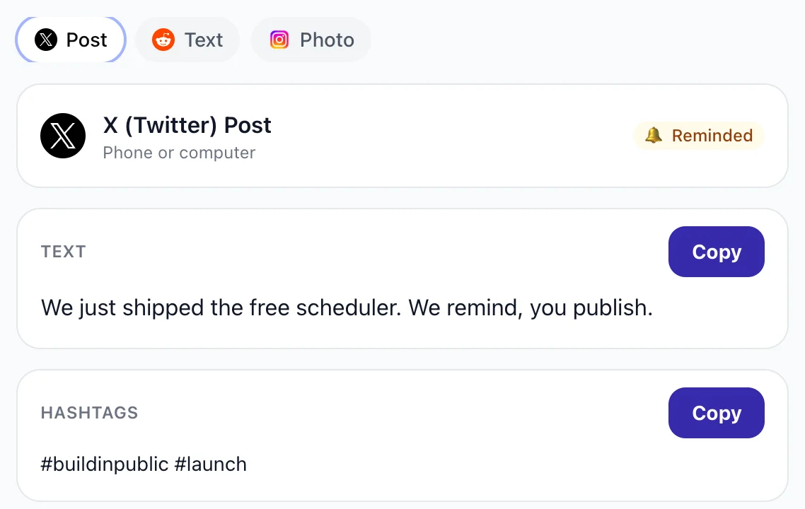 Publish in the app — Upvote.club scheduler