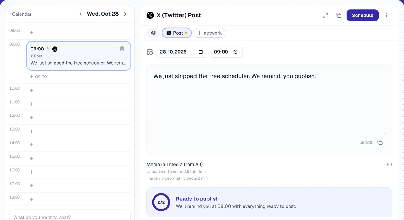 Plan the post — Upvote.club scheduler
